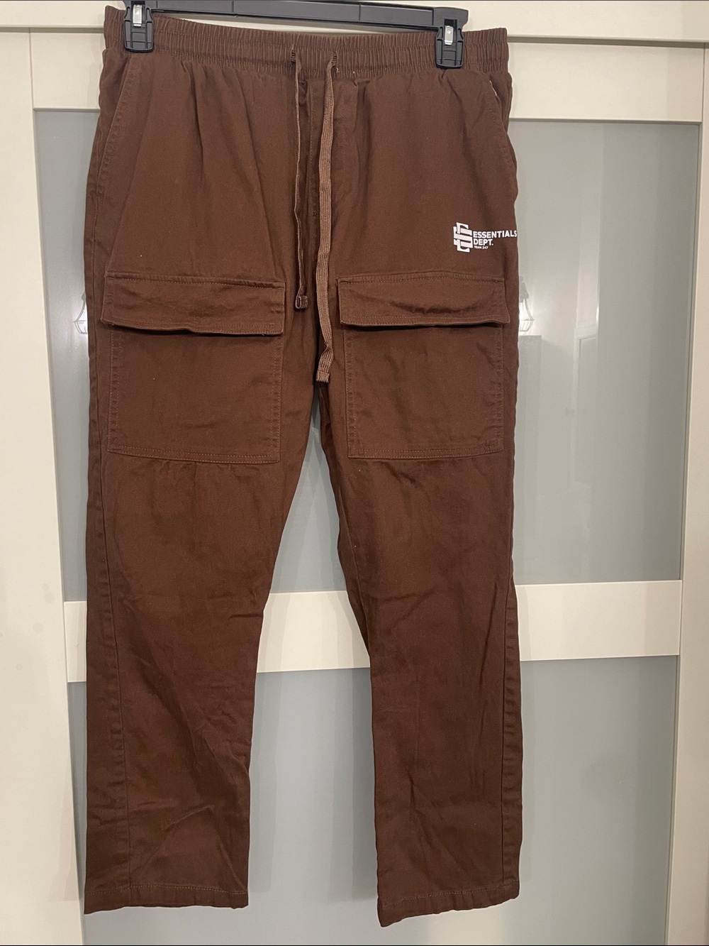 ESSENTIALS Brown Cargo Drawstring Men’s Pants